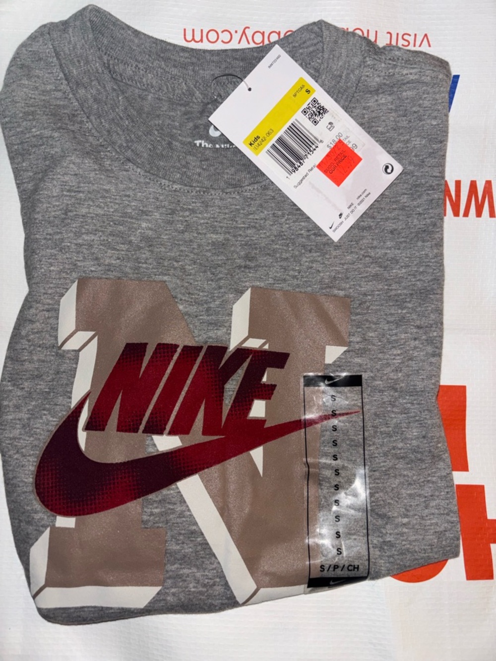Nike Grey Tee with Maroon and Tan Graphic